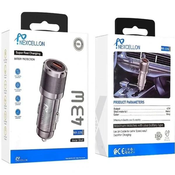 شارژر فندکی موبایل NC225 داخل خودرو شارژر فندکی NC225 مناسب گوشی اندروید و آیفون